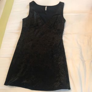 LBD - crushed velvet black mini dress